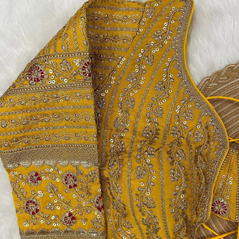 Yellow Colour Bridal Blouse With Dori Latkans