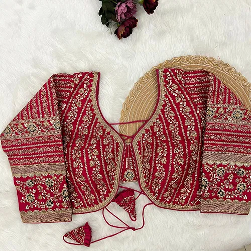 Rani Pink Colour Bridal Blouse With Dori Latkans
