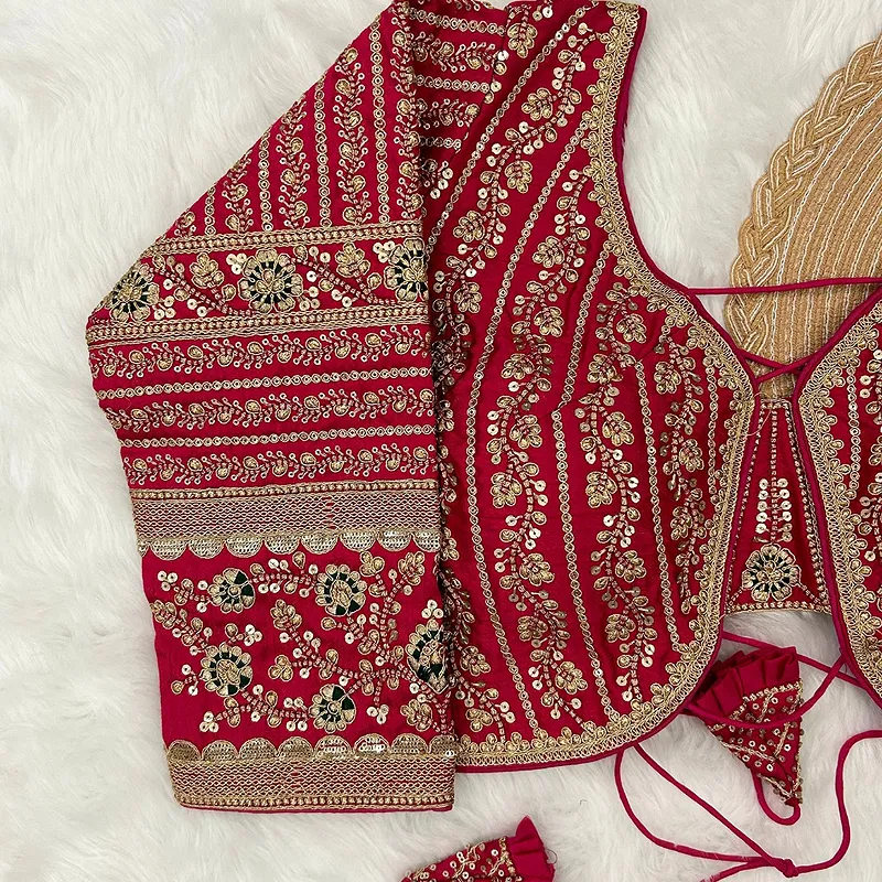 Rani Pink Colour Bridal Blouse With Dori Latkans