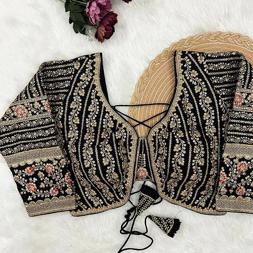 Black Colour Bridal Blouse With Dori Latkans