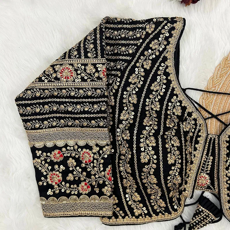 Black Colour Bridal Blouse With Dori Latkans