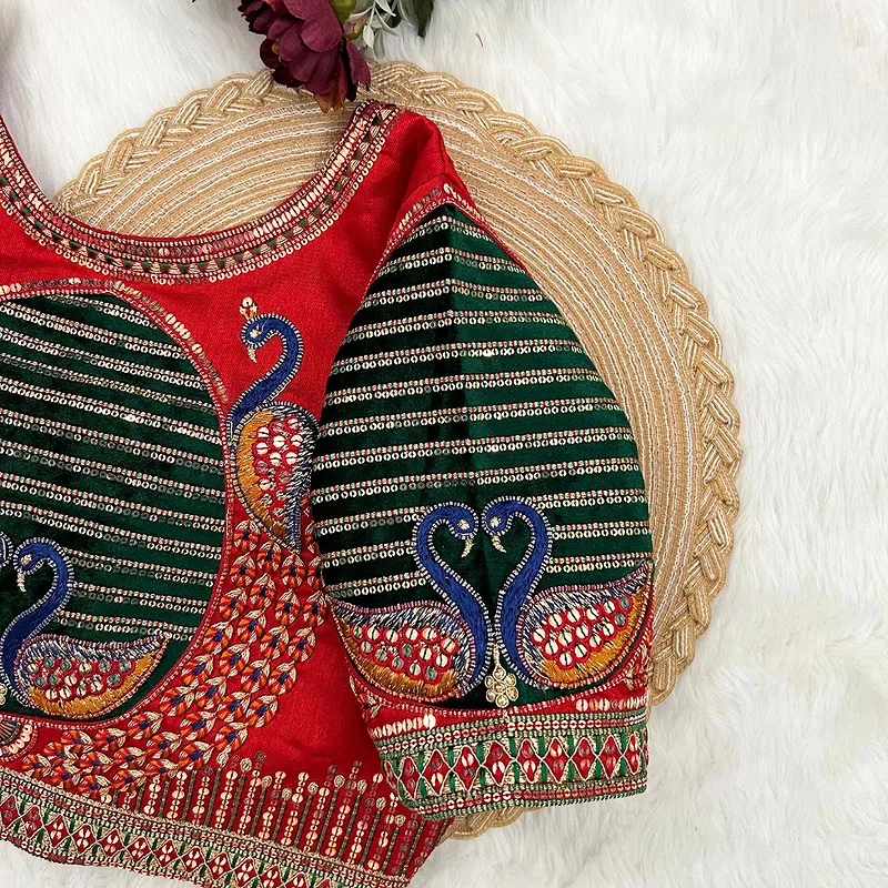 Red Color Heavy Embroidered Bridal Wedding Blouse