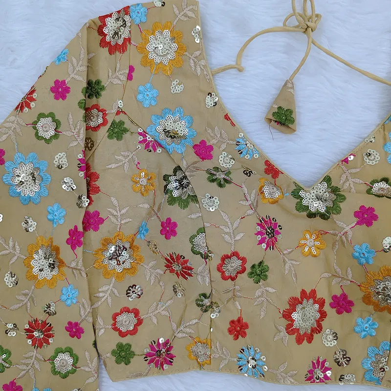 Khakhi Color Sequence Fox Georgette Blouse