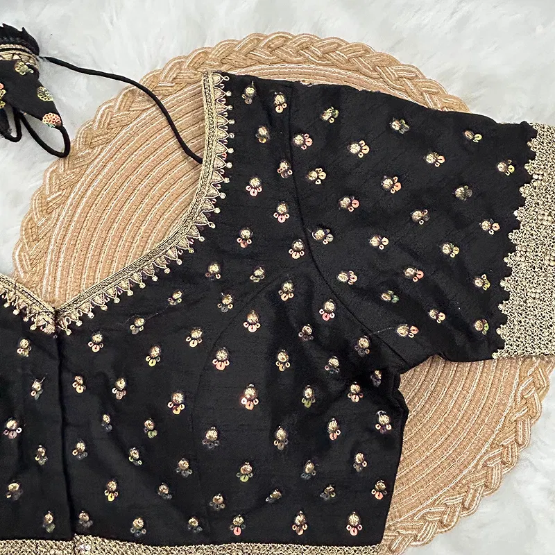 Black Color Thread Sequence Party Blouse