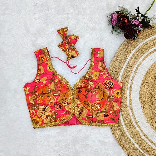 Rani Pink Color Heavy Jacquard Blouse