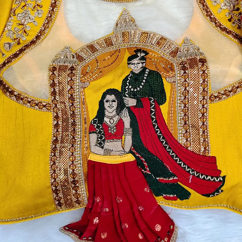 Yellow Color Bridal Blouse with Heavy Embroidery and 3D Barbie Design