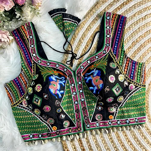 Black Color Traditional Navratri Special Handwork Blouse