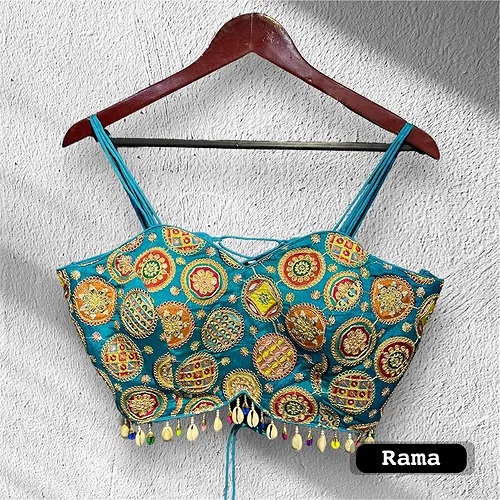 Rama Colour Navratri Special Spaghetti Style Real Shell Blouse