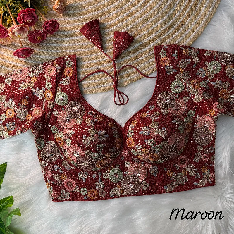 Maroon Color Sabyasachi Style Georgette Blouse