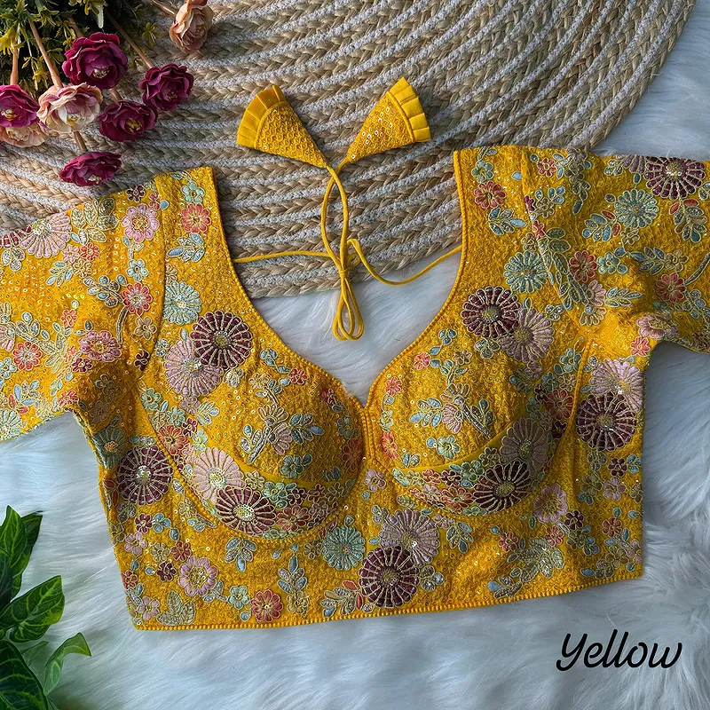 Yellow Color Sabyasachi Style Georgette Blouse