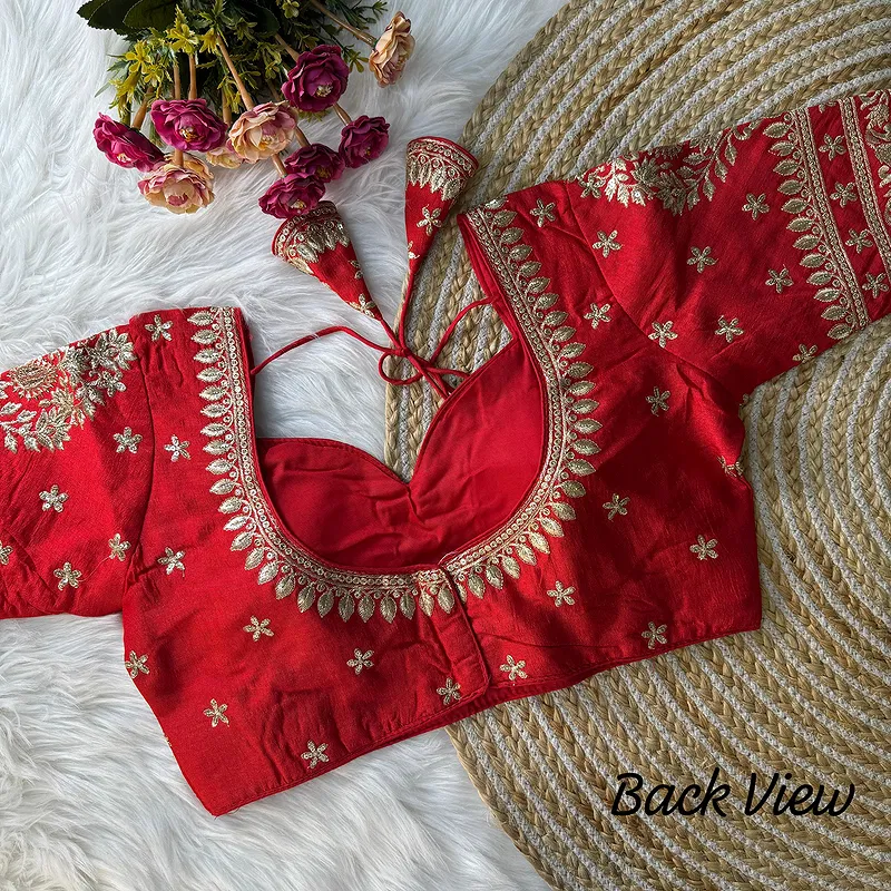 Red Color Bridal Blouse with Jari & Sequin Work