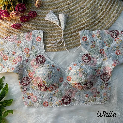 White Color Sabyasachi Style Georgette Blouse