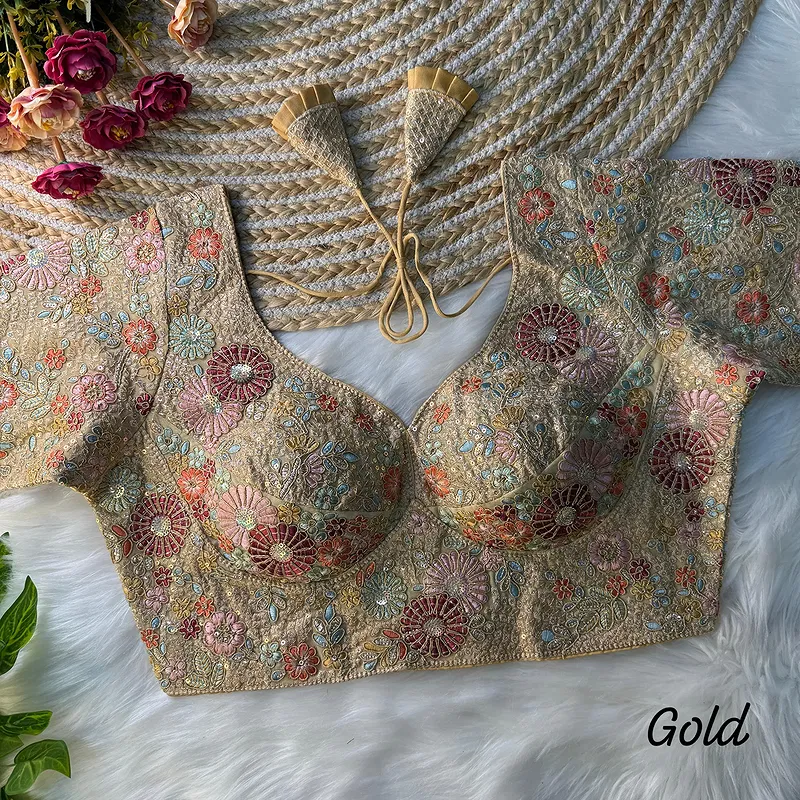 Gold Color Sabyasachi Style Georgette Blouse