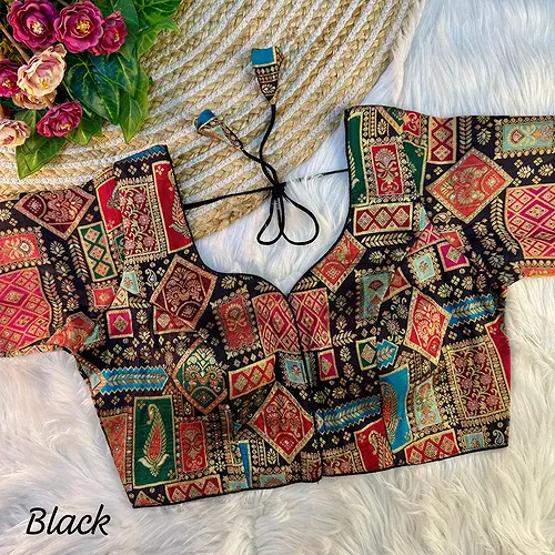 Black Color Jacquard Partywear Blouse