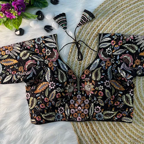 Black Color Partywear Georgette Blouse