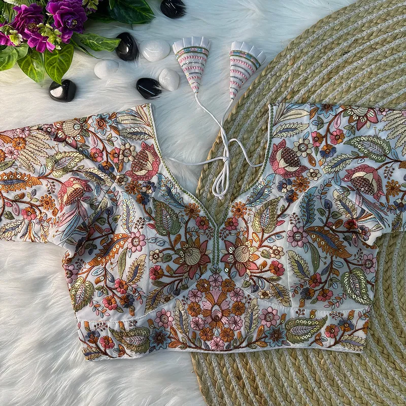 White Color Partywear Georgette Blouse