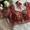 Red Color Wedding Special Velvet Embroidered Blouse
