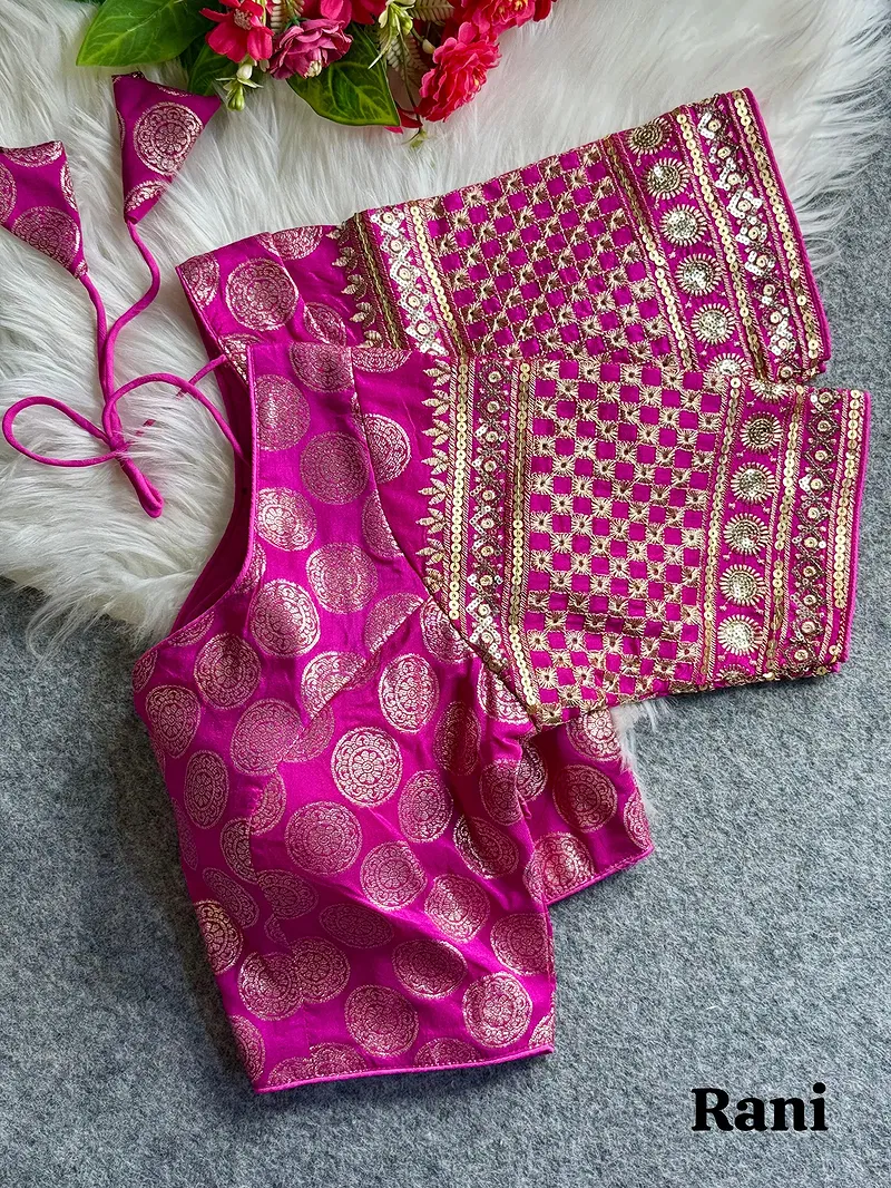 Rani Color Elegant Dola Silk Partywear Blouse with Heavy Embroidery