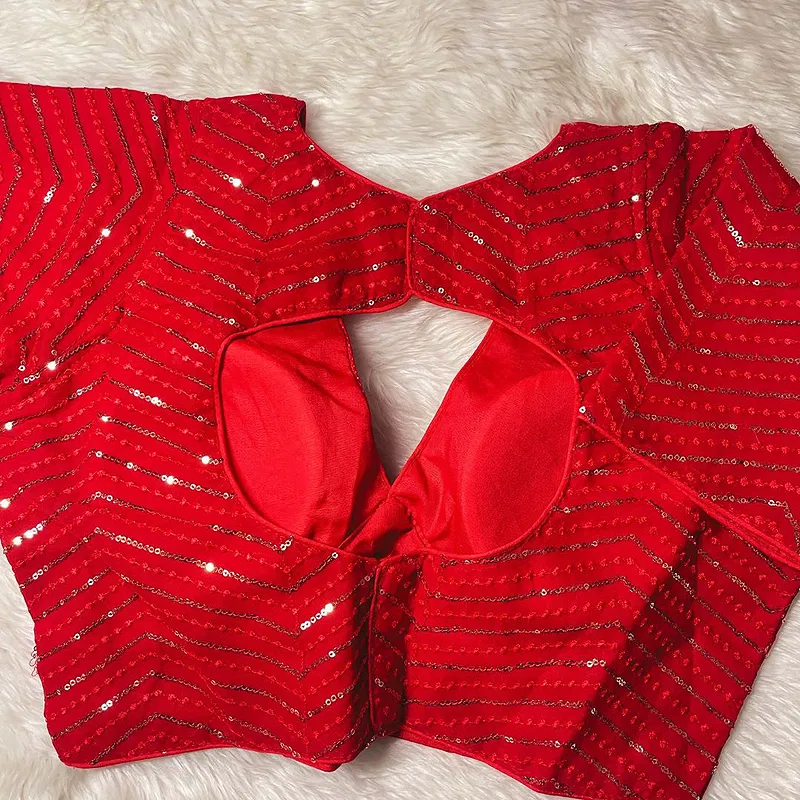 Red Color Stylish Back Open Party Blouse