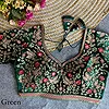 Green Color Bridal Velvet Blouse with Diamond Handwork