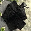 Black Color Georgette Partywear Blouse with Bullet Zari Sequence Work