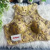 Gold Halter Neck Heavy Thread Work Net Blouse