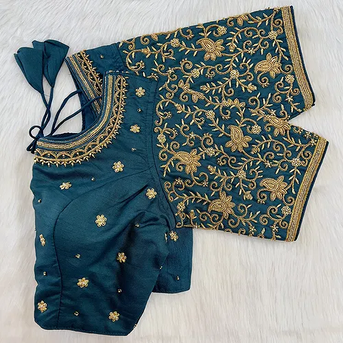 Morepeach Pure Slik Zardosi Handwork Blouse