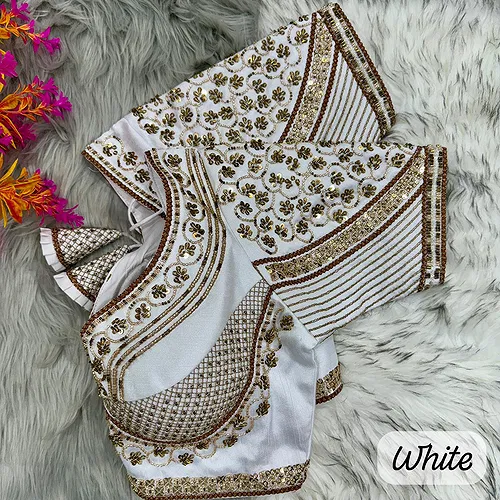 White Sabyasachi Handwork Italian Silk Bridal Blouse