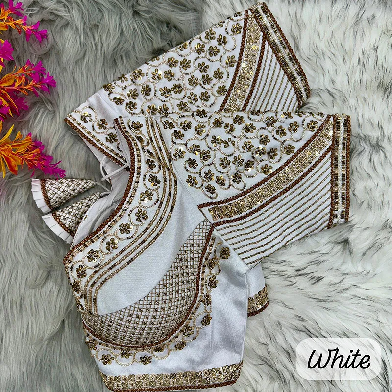 White Sabyasachi Handwork Italian Silk Bridal Blouse