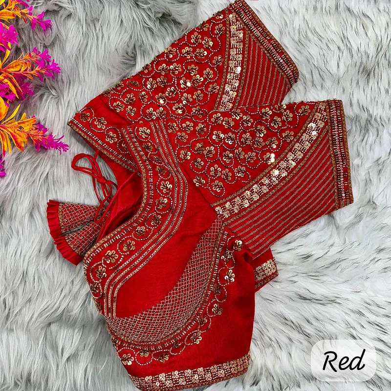 Red Sabyasachi Handwork Italian Silk Bridal Blouse
