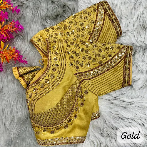 Gold Sabyasachi Handwork Italian Silk Bridal Blouse