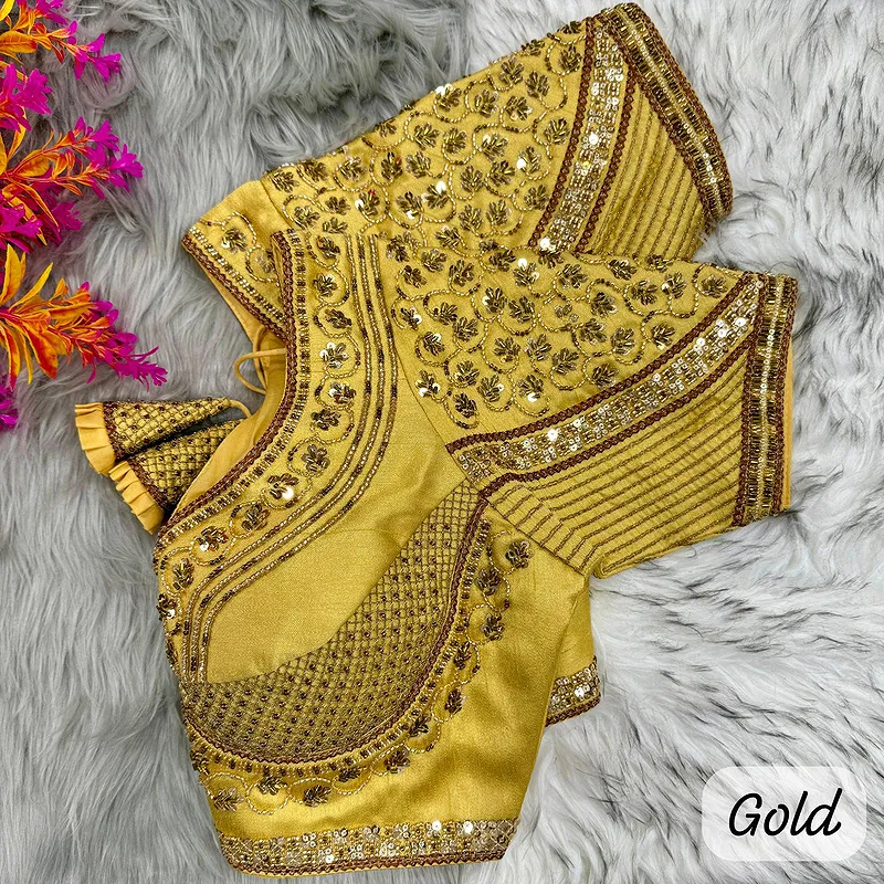 Gold Sabyasachi Handwork Italian Silk Bridal Blouse