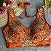 Copper Color Sabyasachi Neck Bridal Blouse with Heavy Stars & Beads Work