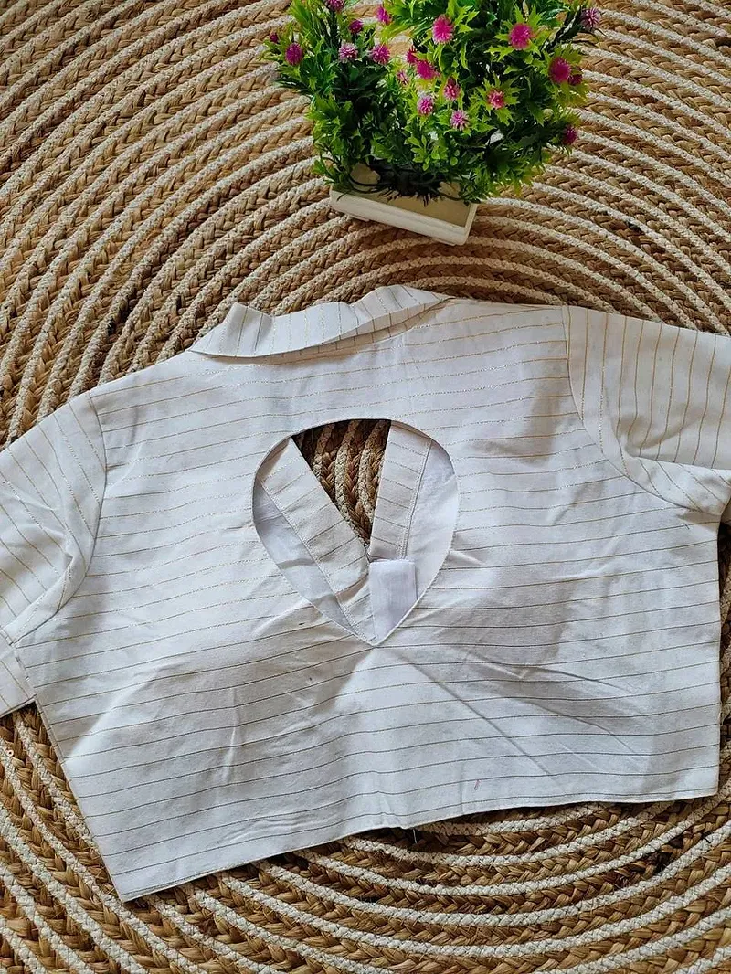 White Pure Cotton Long Puff Sleeves Front Open Blouse