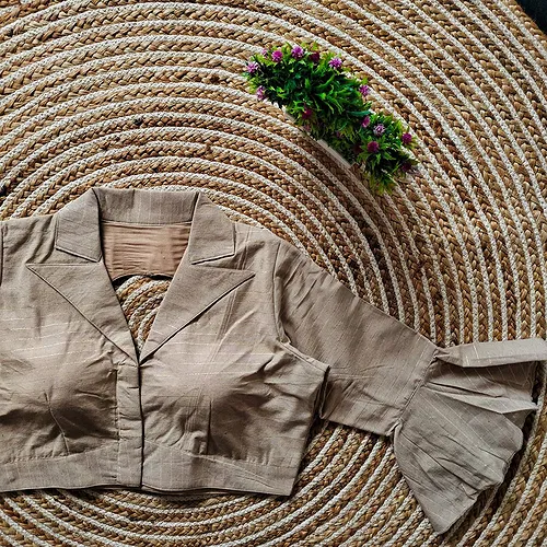 Chiku Pure Cotton Long Puff Sleeves Front Open Blouse