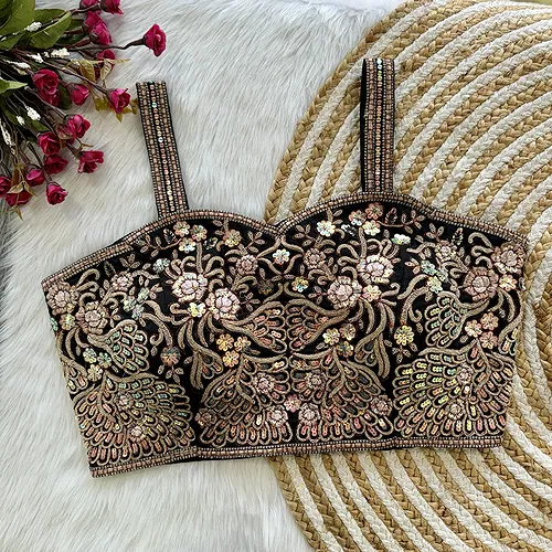 Black Colour Spaghetti Strap Partywear Blouse