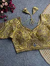 Gold Italian Silk Codding Sequence Peacock Work Bridal Blouse