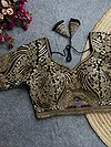 Black Italian Silk Codding Sequence Peacock Work Bridal Blouse