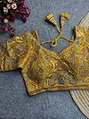 Mustard Italian Silk Codding Sequence Peacock Work Bridal Blouse