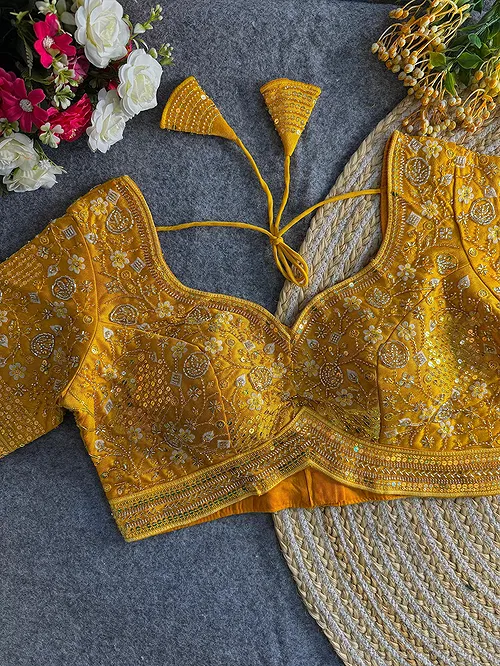 Yellow Colour Heavy Handwork Party Blouse