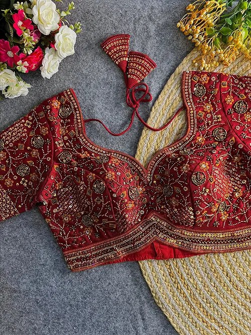 Maroon Colour Heavy Handwork Party Blouse