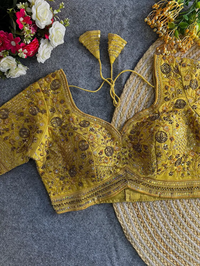 Gold Colour Heavy Handwork Party Blouse