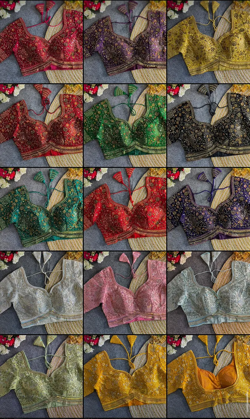 Purple Colour Heavy Handwork Party Blouse