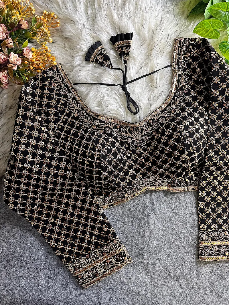 Black Color Full Sleeve Partywear Blouse