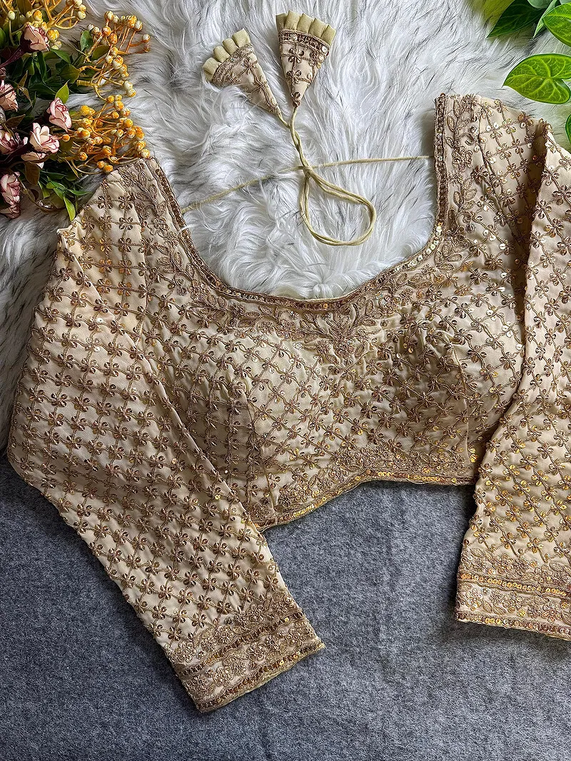 Gold Color Full Sleeve Partywear Blouse