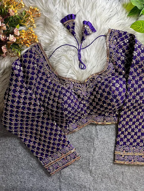 Purple Color Full Sleeve Partywear Blouse
