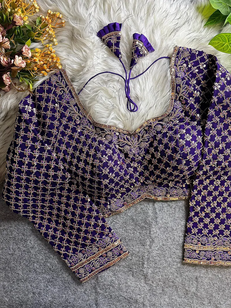 Purple Color Full Sleeve Partywear Blouse