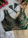 Bottle Green Color Sabyasachi Neck Bridal Blouse with Heavy Stars & Beads Work