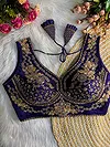 Purple Color Sabyasachi Neck Bridal Blouse with Heavy Stars & Beads Work