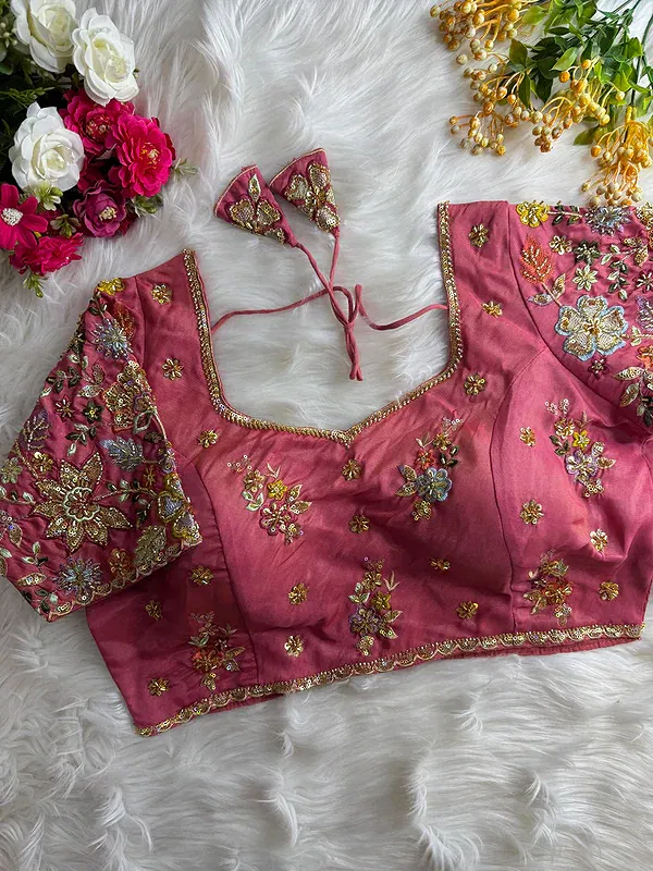 Pink Color Soft Cosmos Silk Blouse